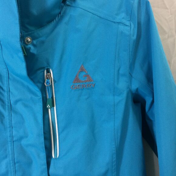 Gerry Aqua Blue Fleece-Lined Jacket Small Hooded Waterproof Ski Snow Coat - Picture 4 of 5